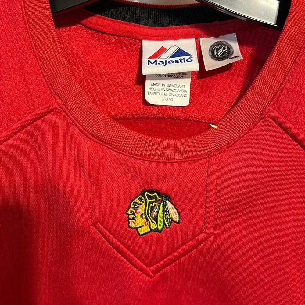 Majestic Men’s Chicago Blackhawks Therma Base Fleece Lined Sweatshirt Size Large - Picture 2 of 8